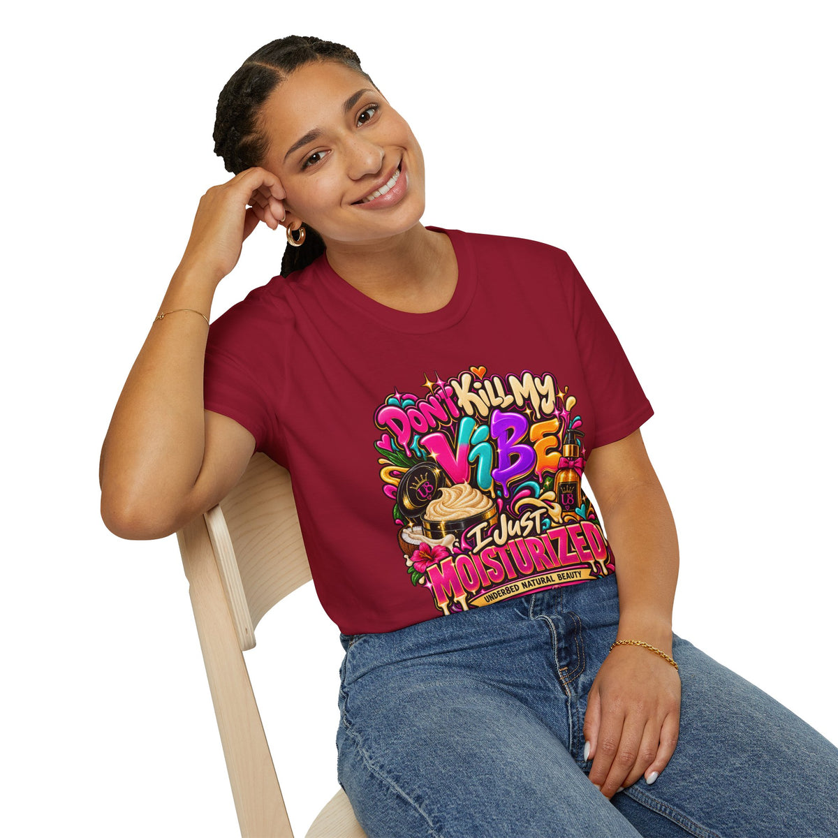 Don't Kill My Vibe I Just Moisturized T-Shirt — Good Skin Vibes Skincare Graphic Tee