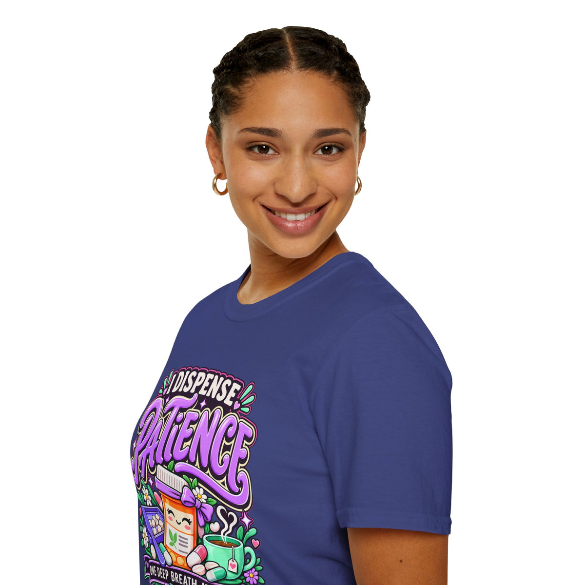 Patience Dispenser T-Shirt — “I Dispense Patience” Cute Pharmacy Cartoon Tee