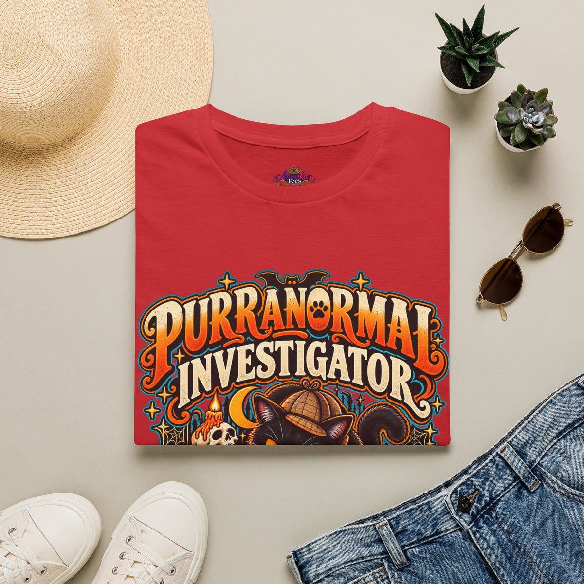 Purranormal Investigator T-Shirt — Funny Halloween Cat Tee (“I Knock Things Over for Evidence”)