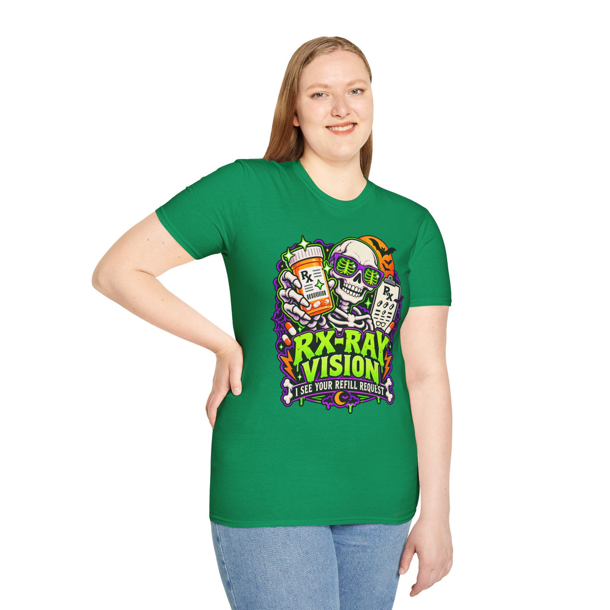 Rx-Ray Vision T-Shirt — Pharmacist Halloween Skull Prescription Tee