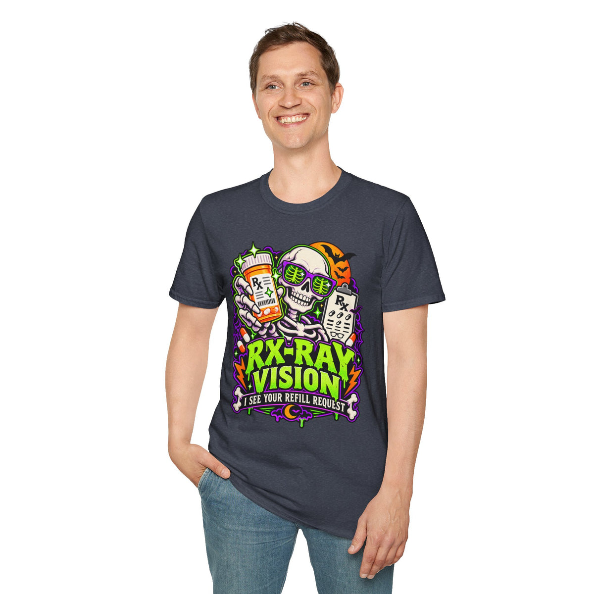 Rx-Ray Vision T-Shirt — Pharmacist Halloween Skull Prescription Tee