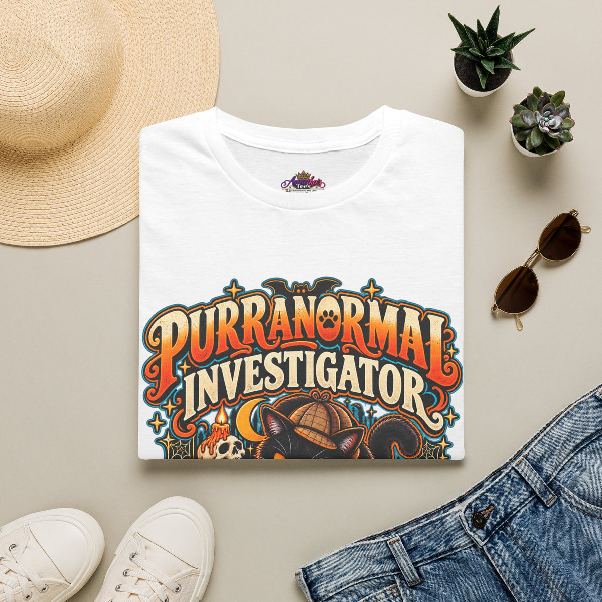 Purranormal Investigator T-Shirt — Funny Halloween Cat Tee (“I Knock Things Over for Evidence”)