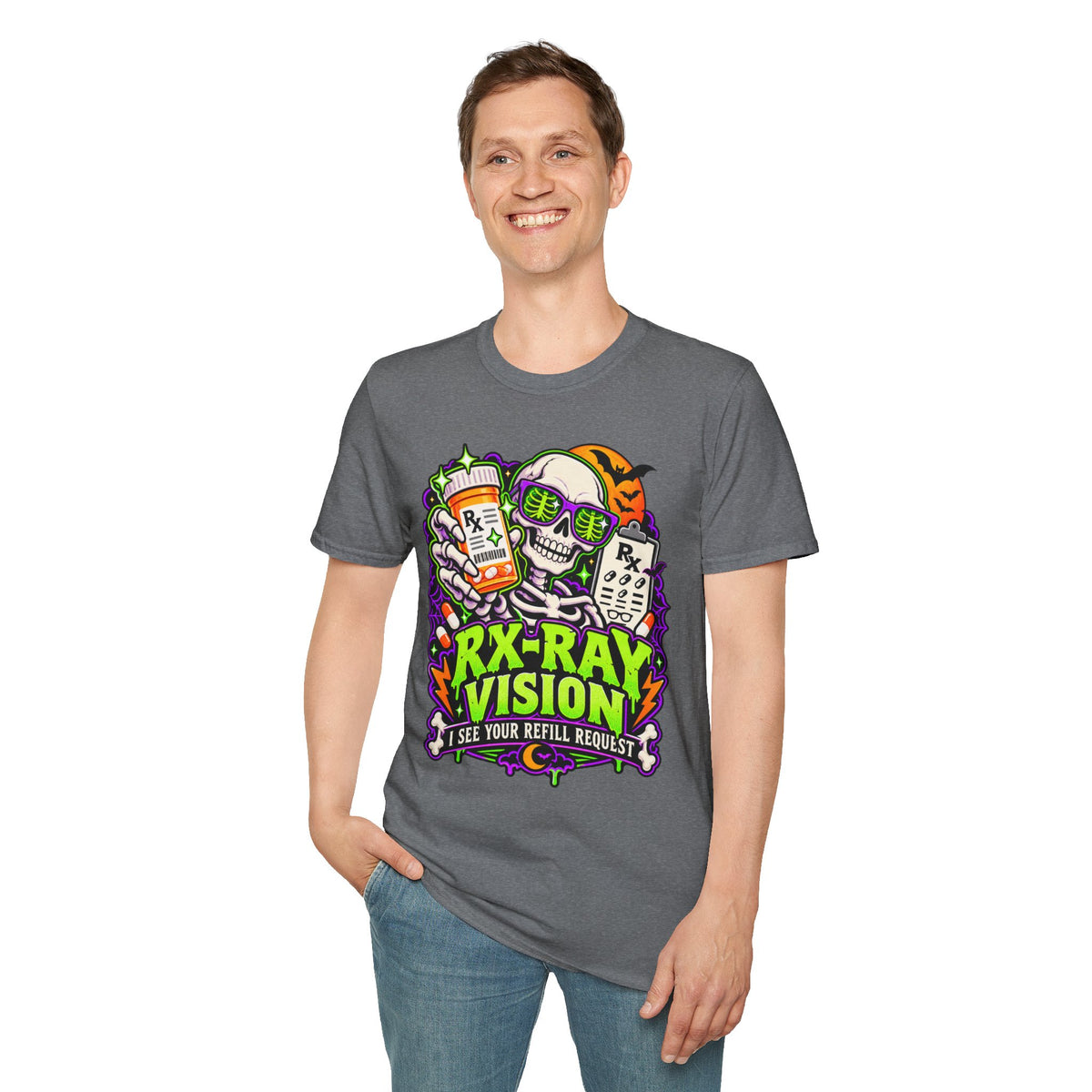 Rx-Ray Vision T-Shirt — Pharmacist Halloween Skull Prescription Tee