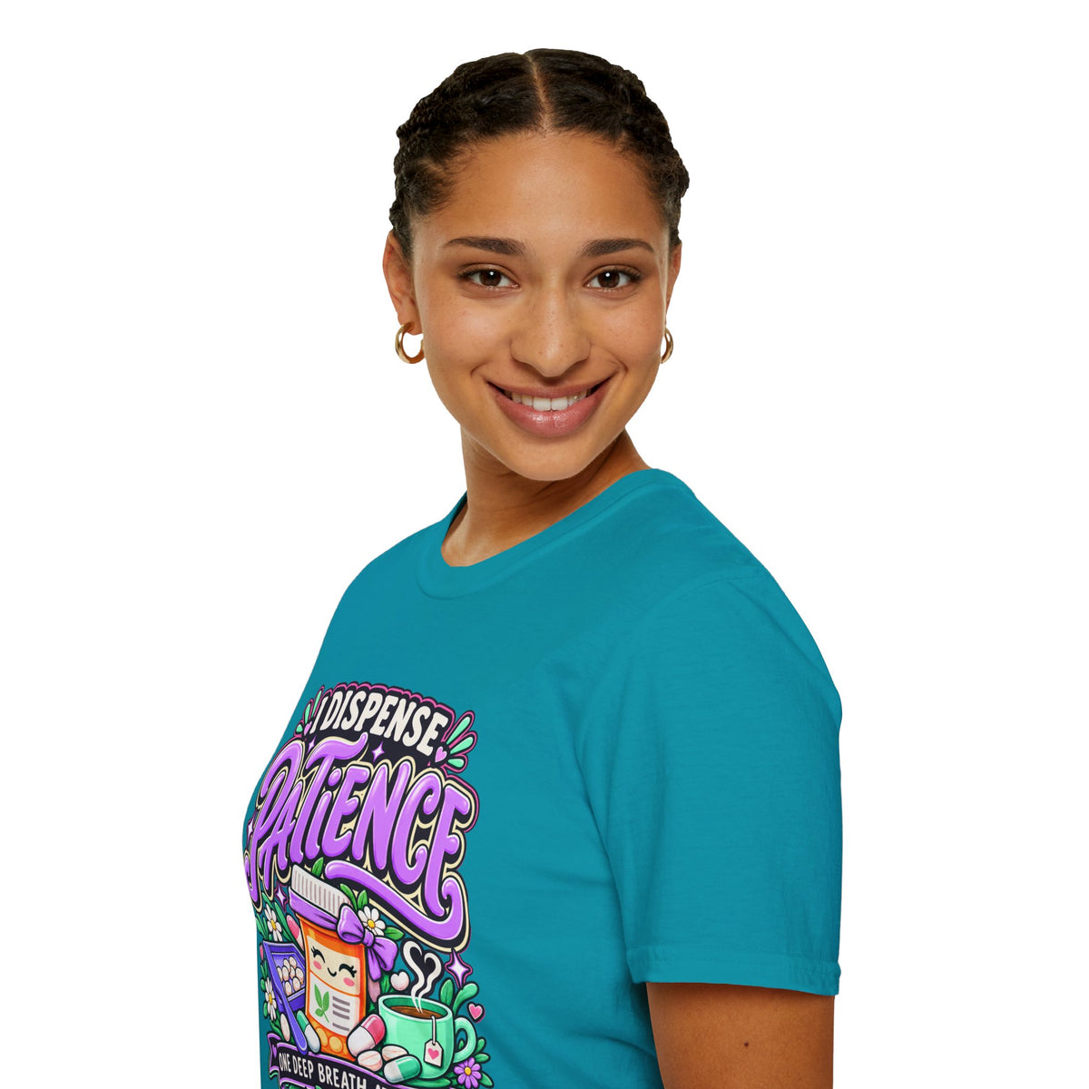 Patience Dispenser T-Shirt — “I Dispense Patience” Cute Pharmacy Cartoon Tee
