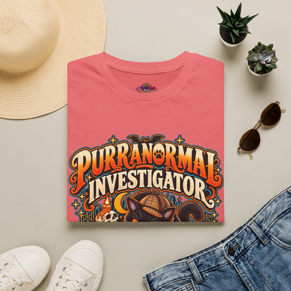 Purranormal Investigator T-Shirt — Funny Halloween Cat Tee (“I Knock Things Over for Evidence”)