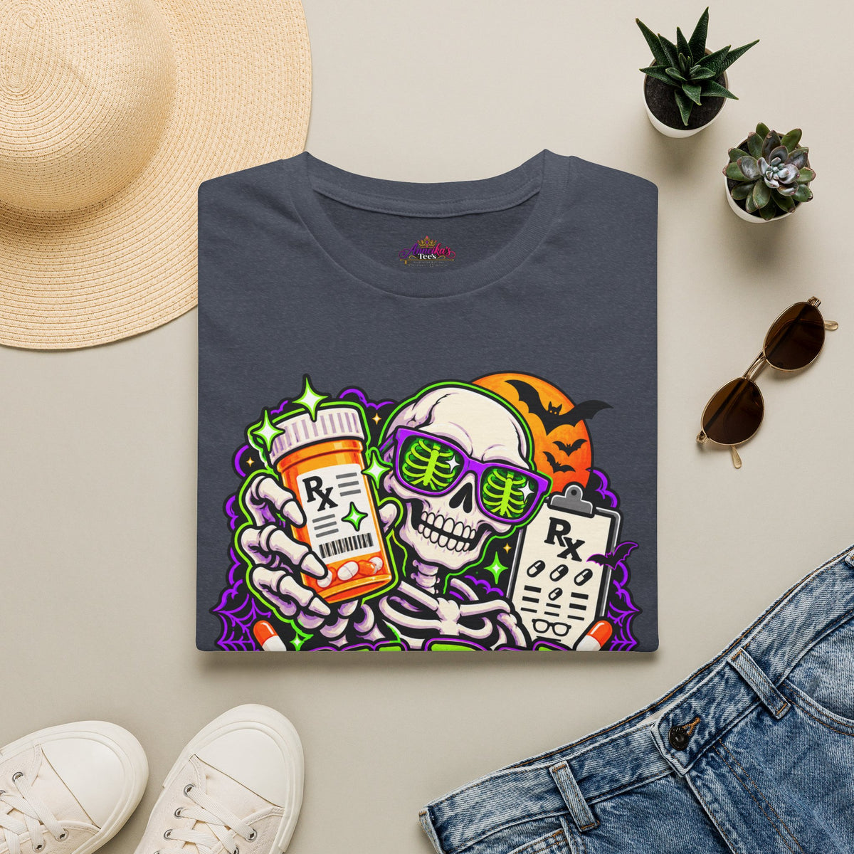 Rx-Ray Vision T-Shirt — Pharmacist Halloween Skull Prescription Tee