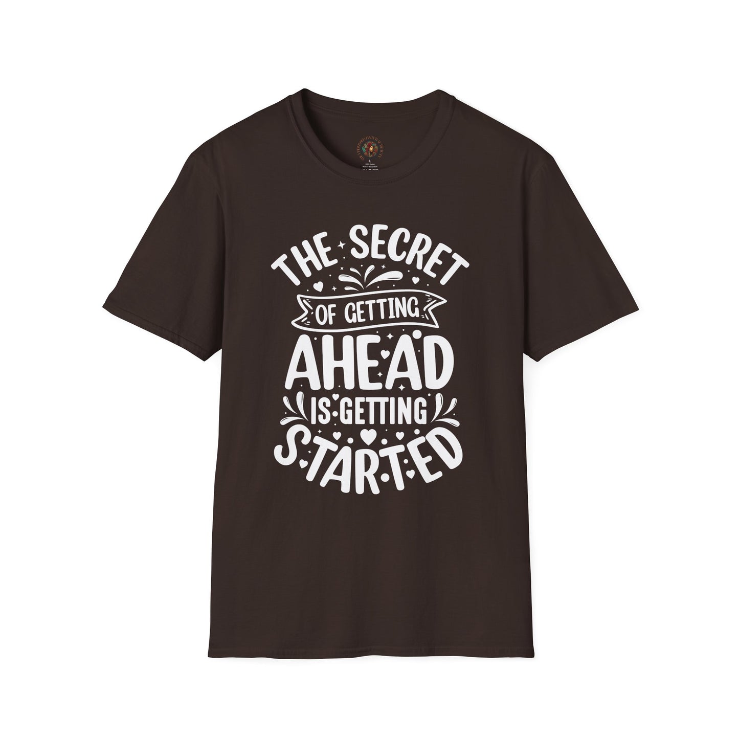 Inspirational Quote T-Shirt — "The Secret of Getting Ahead is Getting Started" Motivational Tee