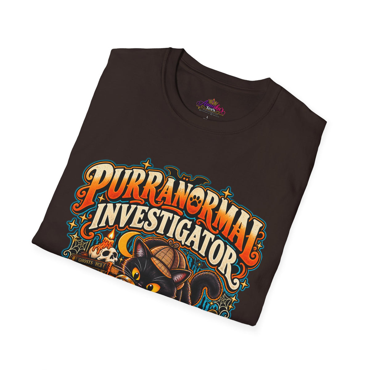 Purranormal Investigator T-Shirt — Funny Halloween Cat Tee (“I Knock Things Over for Evidence”)