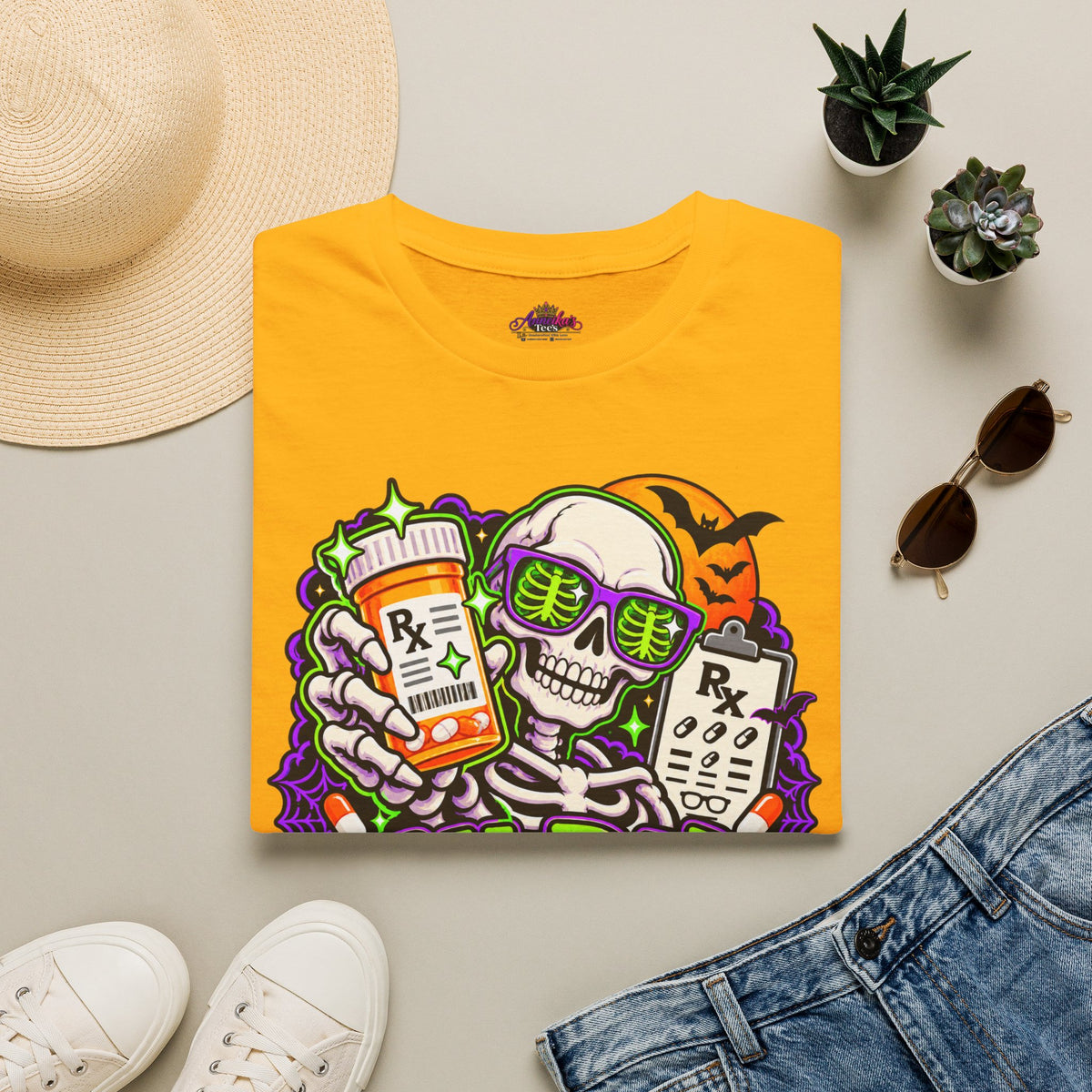 Rx-Ray Vision T-Shirt — Pharmacist Halloween Skull Prescription Tee