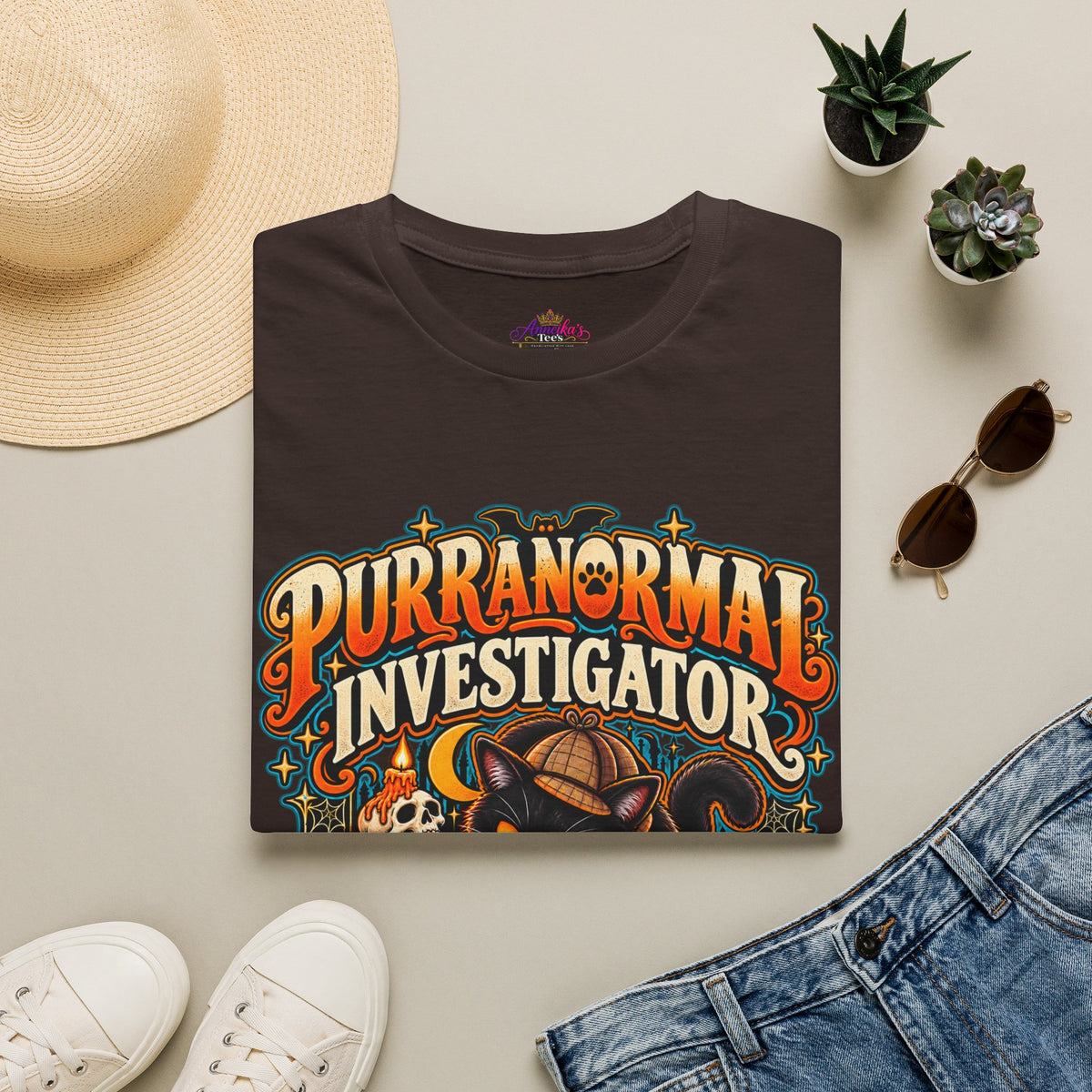 Purranormal Investigator T-Shirt — Funny Halloween Cat Tee (“I Knock Things Over for Evidence”)