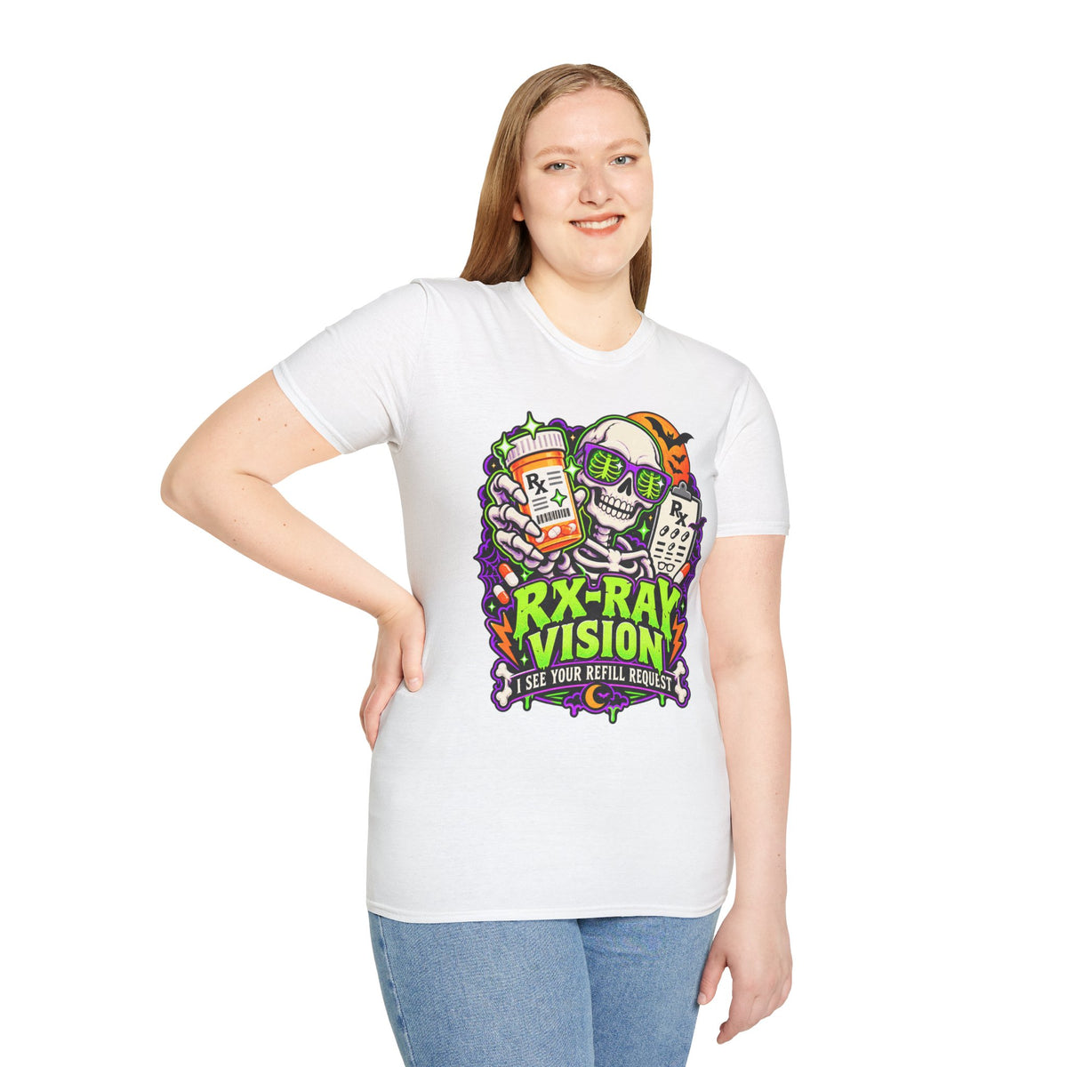 Rx-Ray Vision T-Shirt — Pharmacist Halloween Skull Prescription Tee