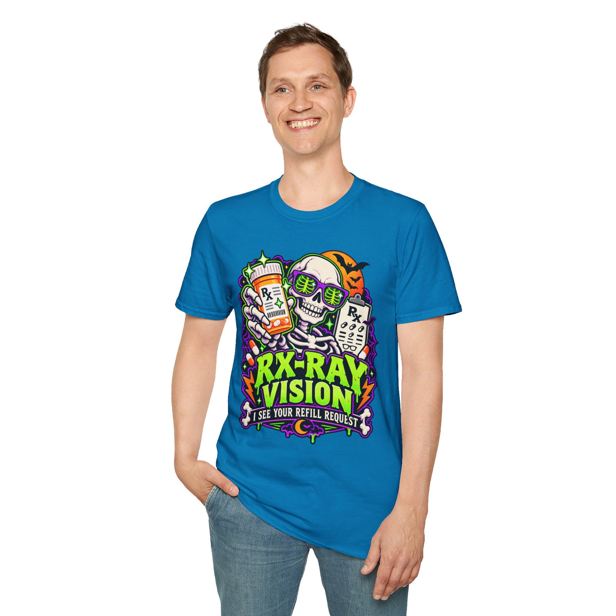 Rx-Ray Vision T-Shirt — Pharmacist Halloween Skull Prescription Tee