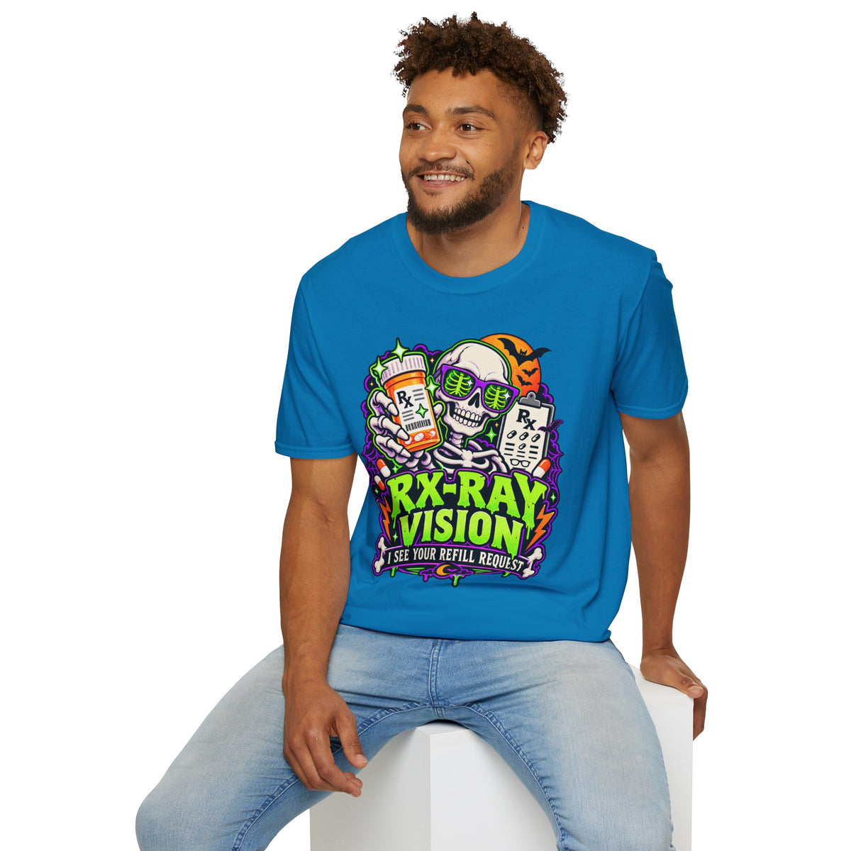 Rx-Ray Vision T-Shirt — Pharmacist Halloween Skull Prescription Tee