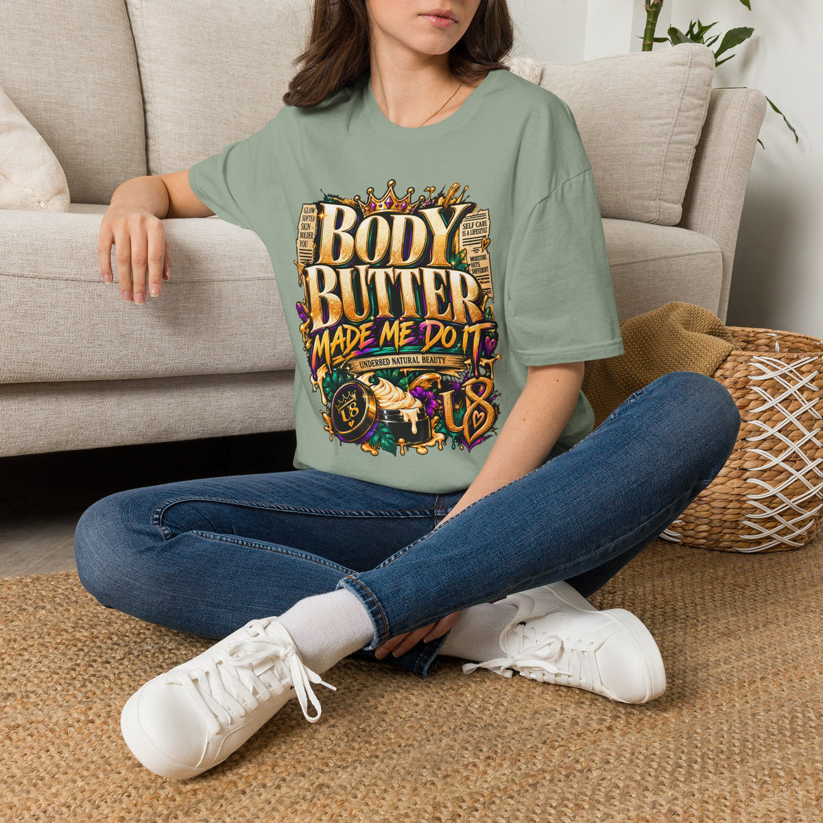Body Butter Made Me Do It T-Shirt – Funny Skincare Graphic Tee