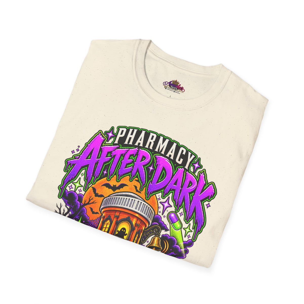 Pharmacy After Dark T-Shirt — 'The Refills Never Sleep' Halloween Pharmacy Tee