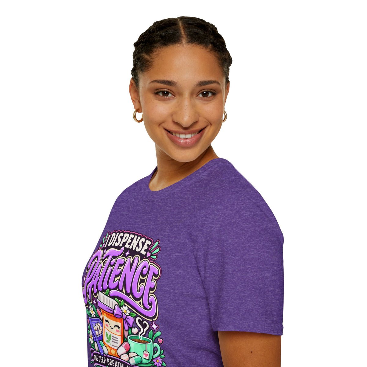 Patience Dispenser T-Shirt — “I Dispense Patience” Cute Pharmacy Cartoon Tee