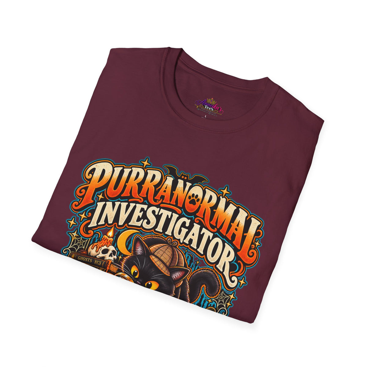 Purranormal Investigator T-Shirt — Funny Halloween Cat Tee (“I Knock Things Over for Evidence”)