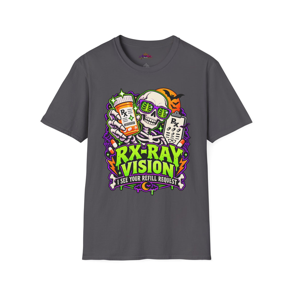 Rx-Ray Vision T-Shirt — Pharmacist Halloween Skull Prescription Tee