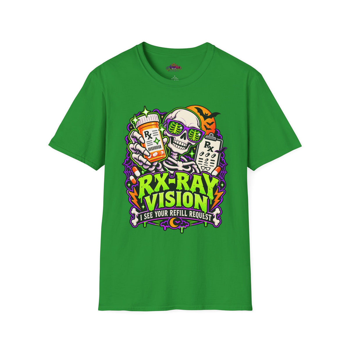 Rx-Ray Vision T-Shirt — Pharmacist Halloween Skull Prescription Tee