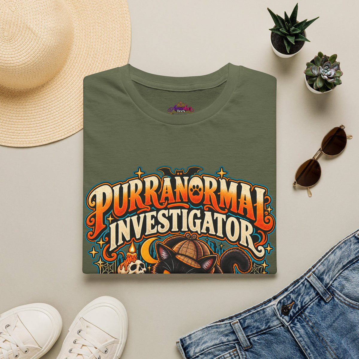 Purranormal Investigator T-Shirt — Funny Halloween Cat Tee (“I Knock Things Over for Evidence”)