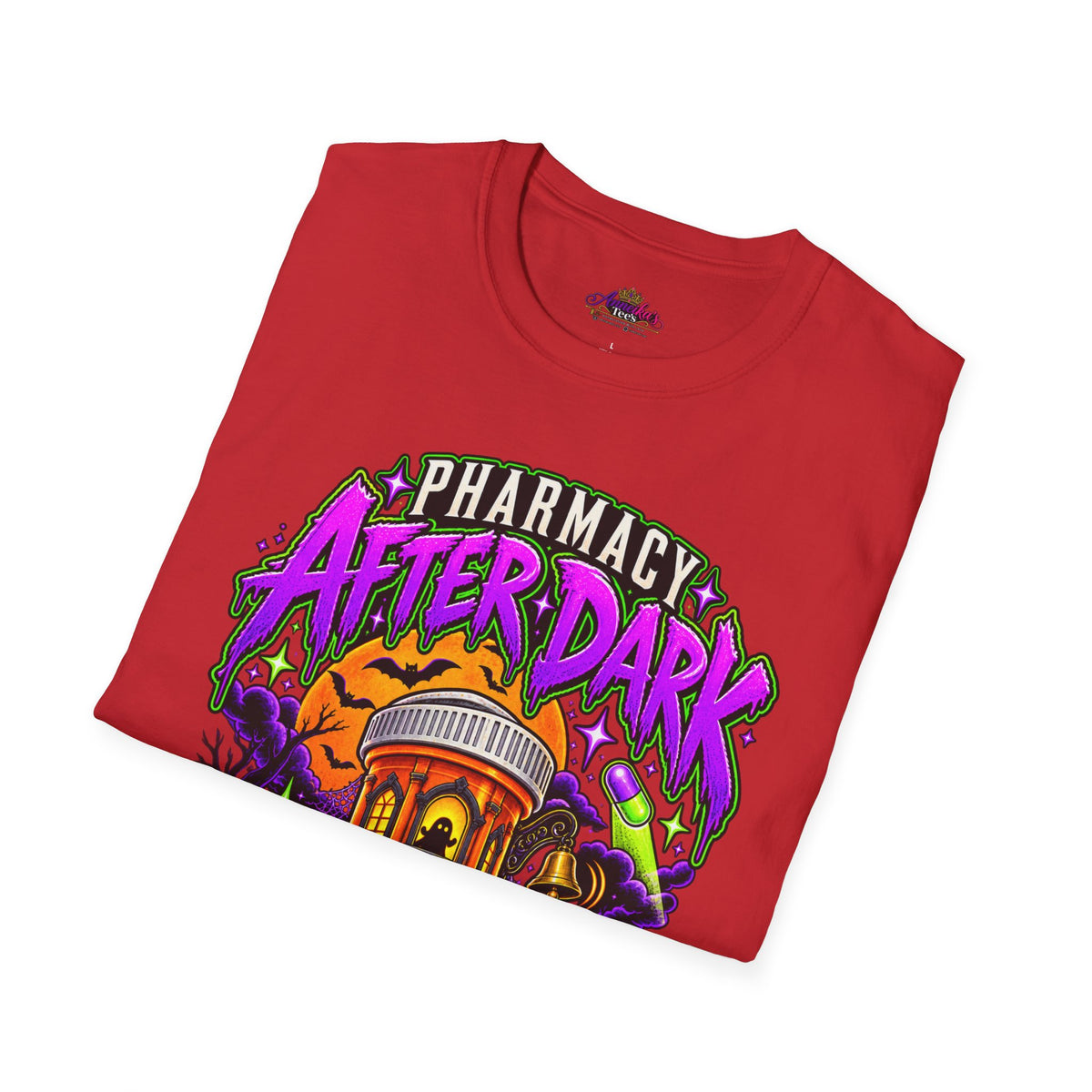 Pharmacy After Dark T-Shirt — 'The Refills Never Sleep' Halloween Pharmacy Tee
