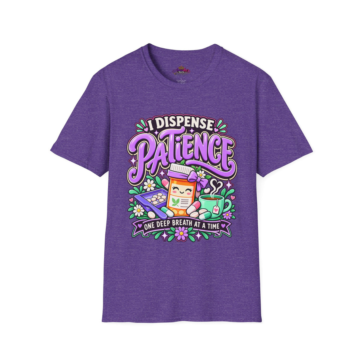 Patience Dispenser T-Shirt — “I Dispense Patience” Cute Pharmacy Cartoon Tee