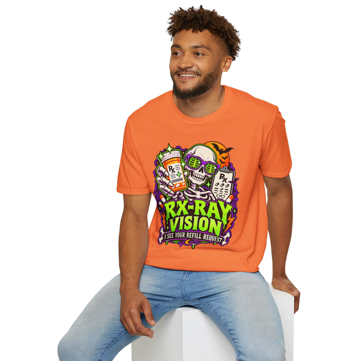 Rx-Ray Vision T-Shirt — Pharmacist Halloween Skull Prescription Tee