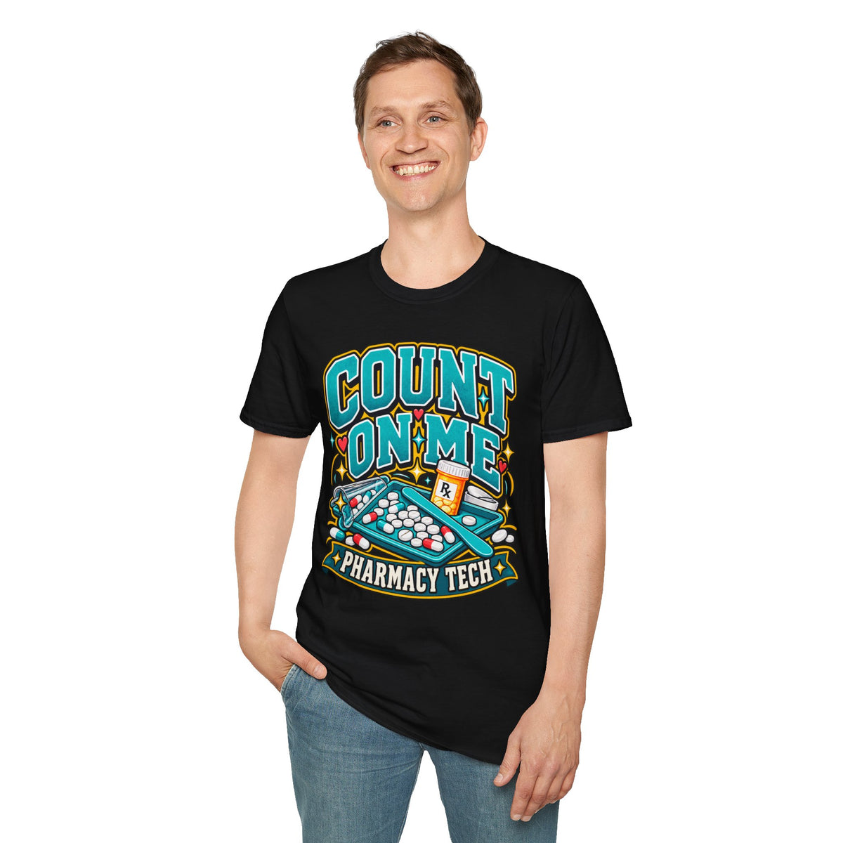 Count On Me Pharmacy Tech T‑Shirt — Funny Pharmacist Technician Shirt