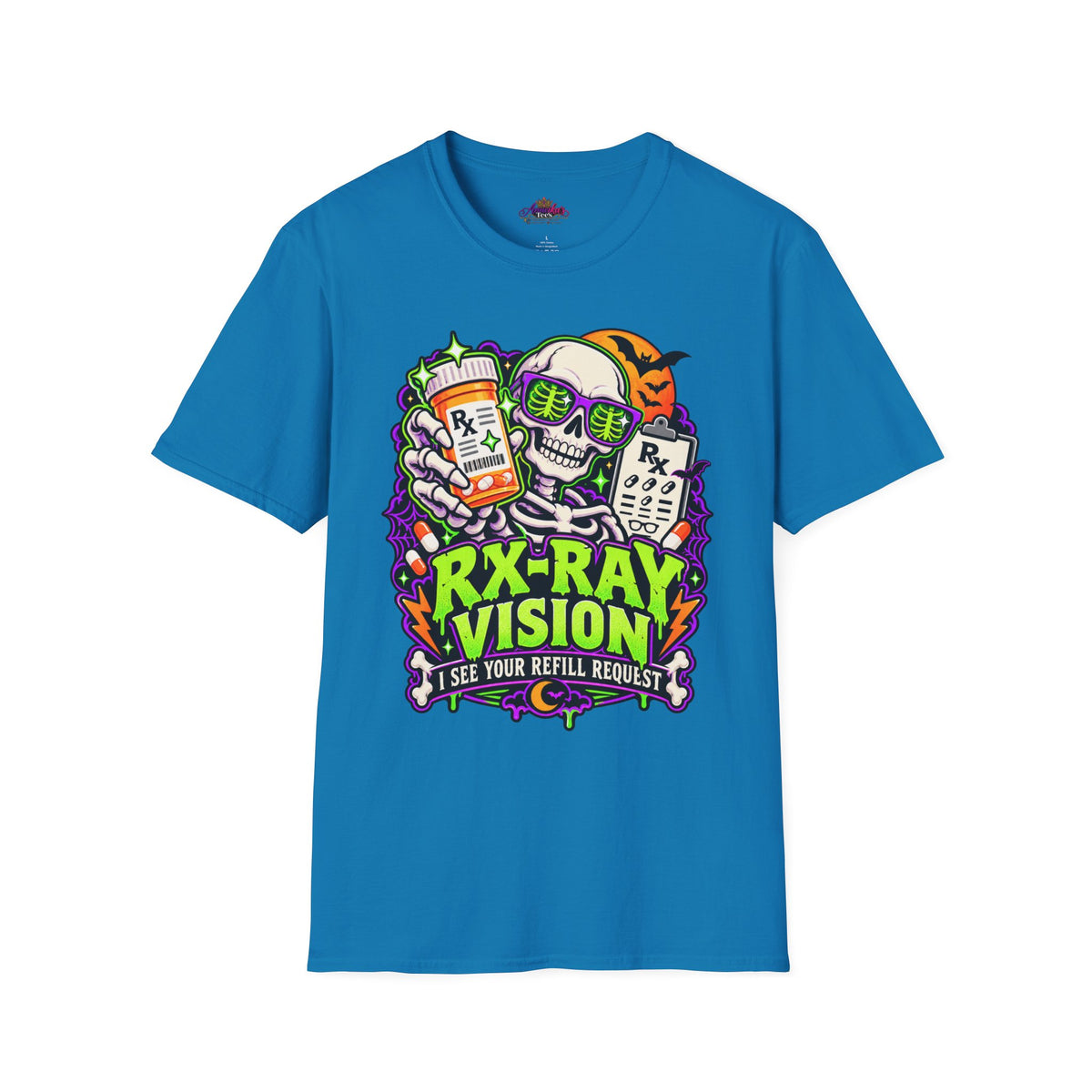 Rx-Ray Vision T-Shirt — Pharmacist Halloween Skull Prescription Tee