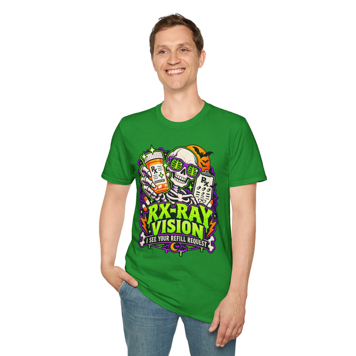 Rx-Ray Vision T-Shirt — Pharmacist Halloween Skull Prescription Tee