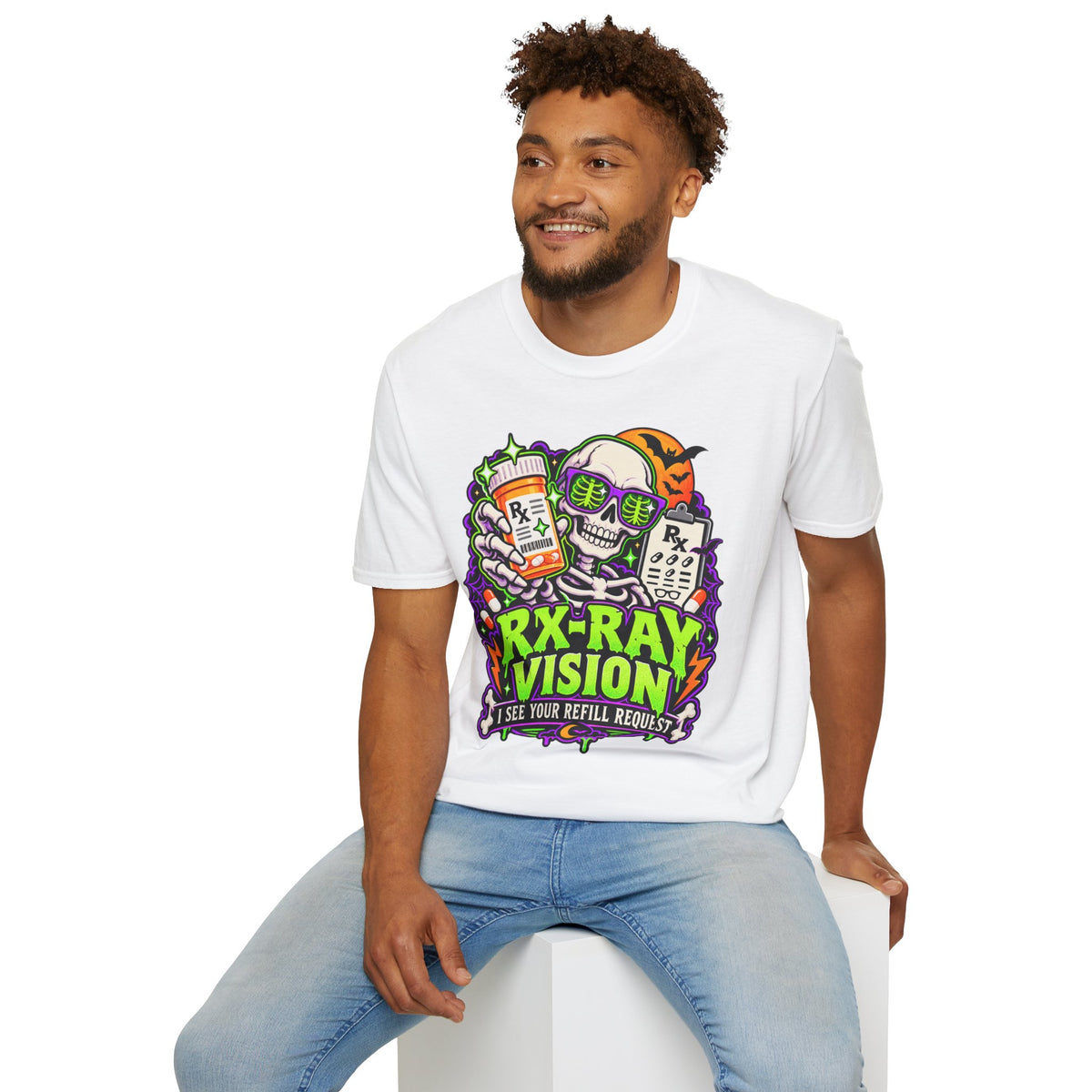 Rx-Ray Vision T-Shirt — Pharmacist Halloween Skull Prescription Tee