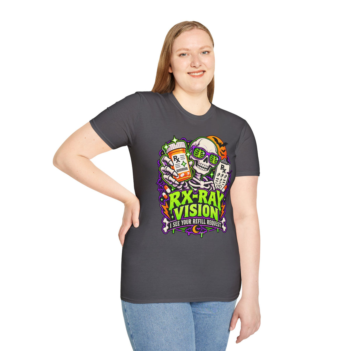 Rx-Ray Vision T-Shirt — Pharmacist Halloween Skull Prescription Tee