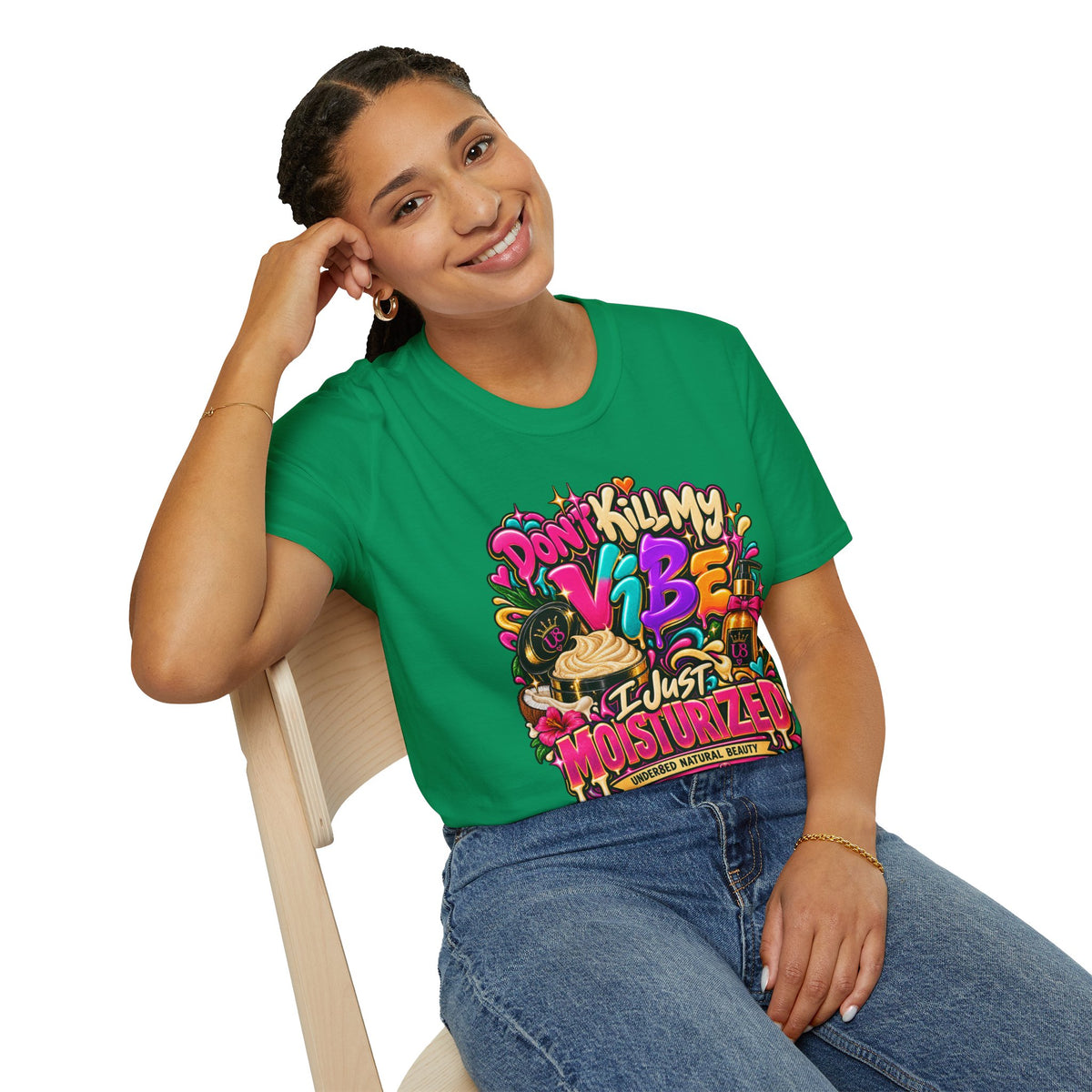 Don't Kill My Vibe I Just Moisturized T-Shirt — Good Skin Vibes Skincare Graphic Tee