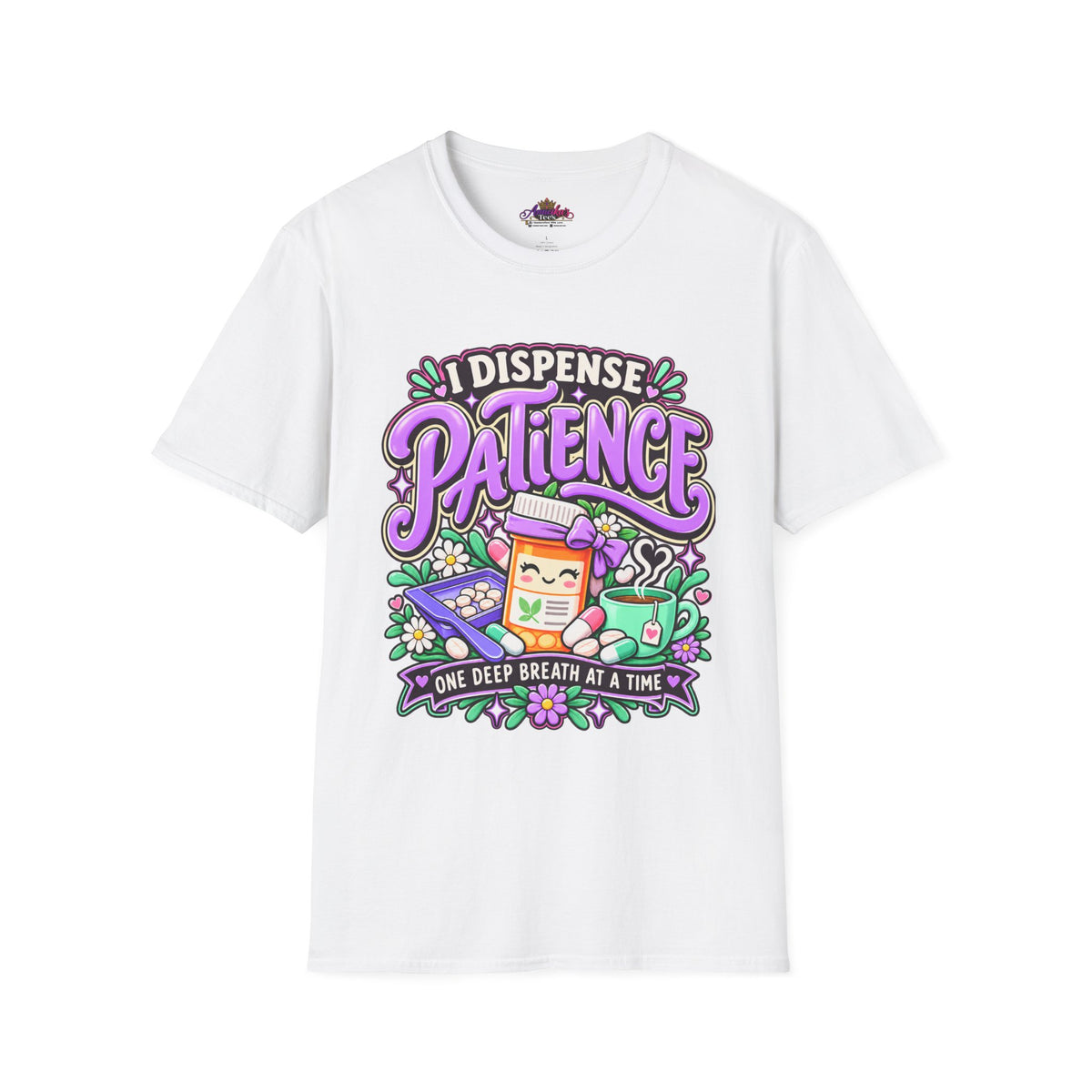 Patience Dispenser T-Shirt — “I Dispense Patience” Cute Pharmacy Cartoon Tee