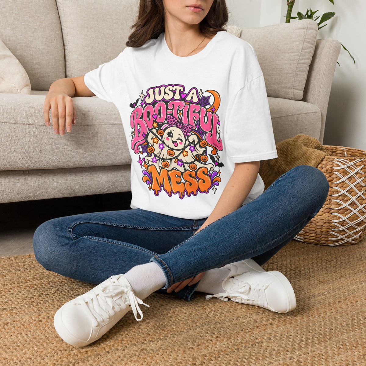 Just a Boo-tiful Mess T-Shirt — Cute Halloween Ghost Graphic Tee
