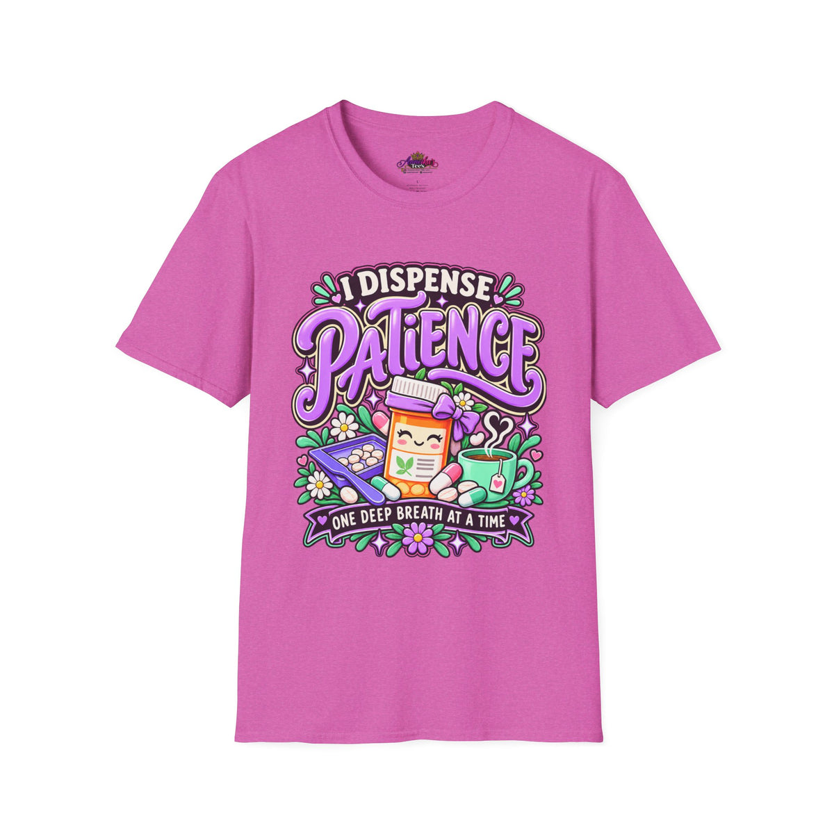 Patience Dispenser T-Shirt — “I Dispense Patience” Cute Pharmacy Cartoon Tee