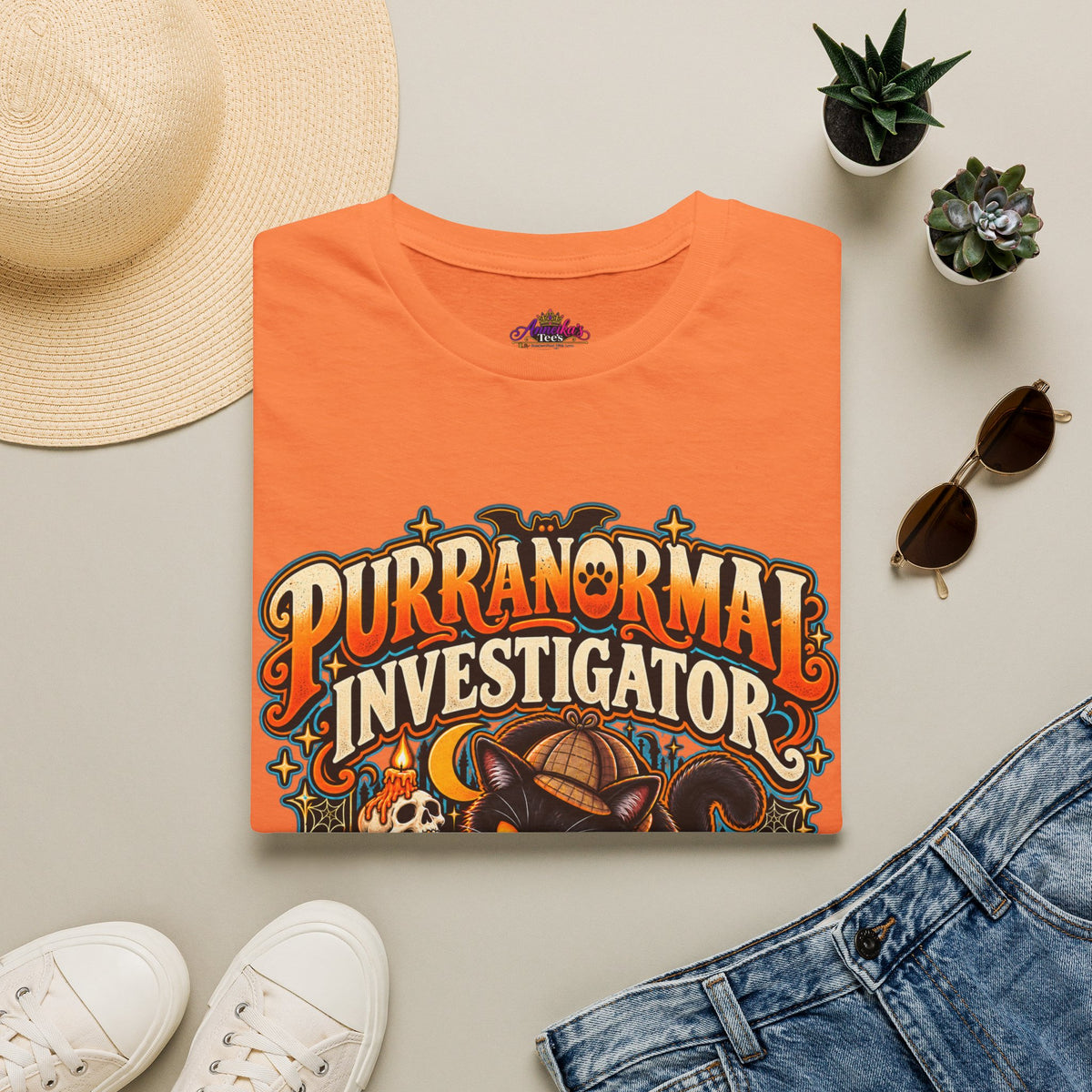 Purranormal Investigator T-Shirt — Funny Halloween Cat Tee (“I Knock Things Over for Evidence”)