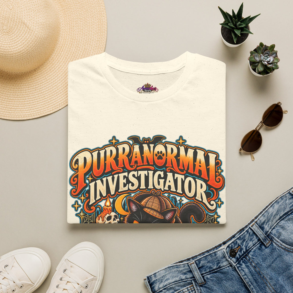Purranormal Investigator T-Shirt — Funny Halloween Cat Tee (“I Knock Things Over for Evidence”)