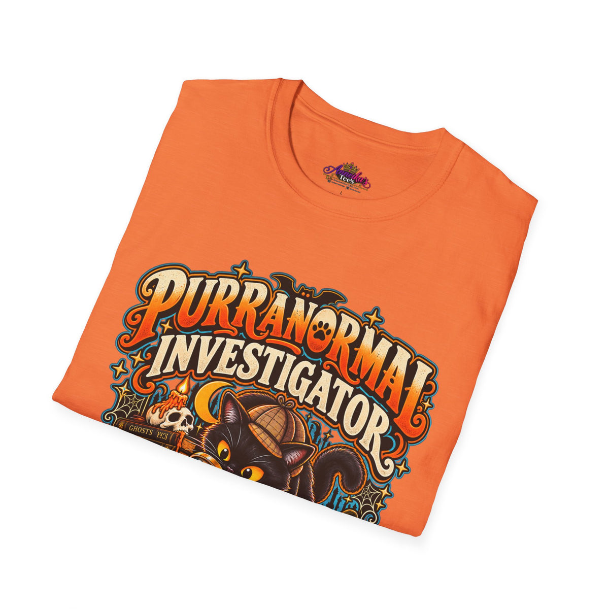 Purranormal Investigator T-Shirt — Funny Halloween Cat Tee (“I Knock Things Over for Evidence”)