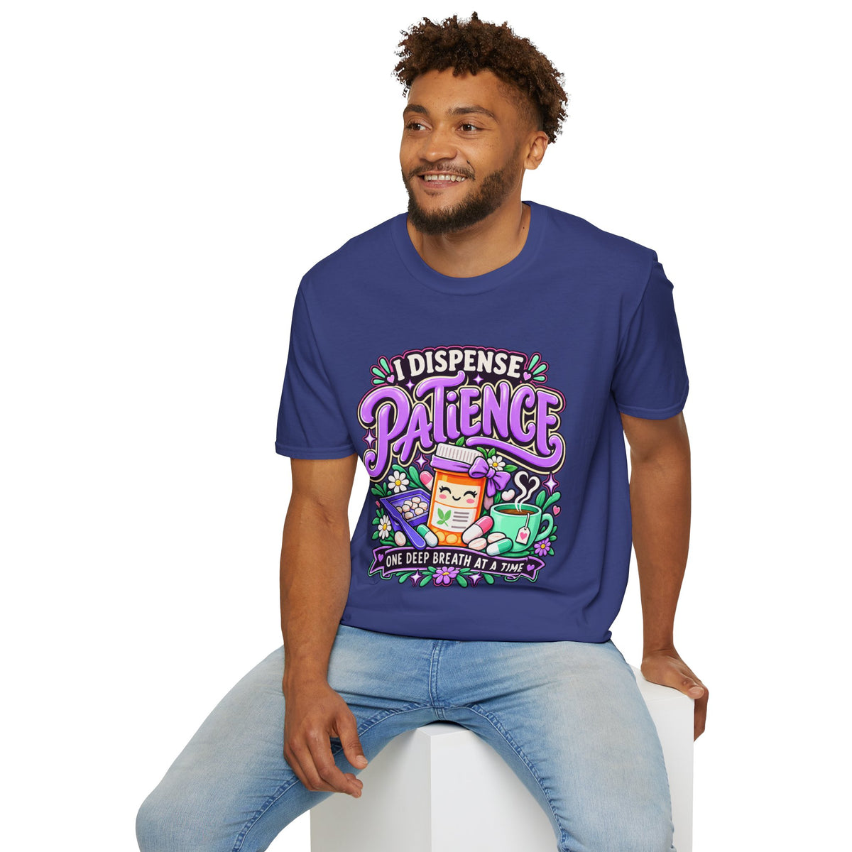 Patience Dispenser T-Shirt — “I Dispense Patience” Cute Pharmacy Cartoon Tee