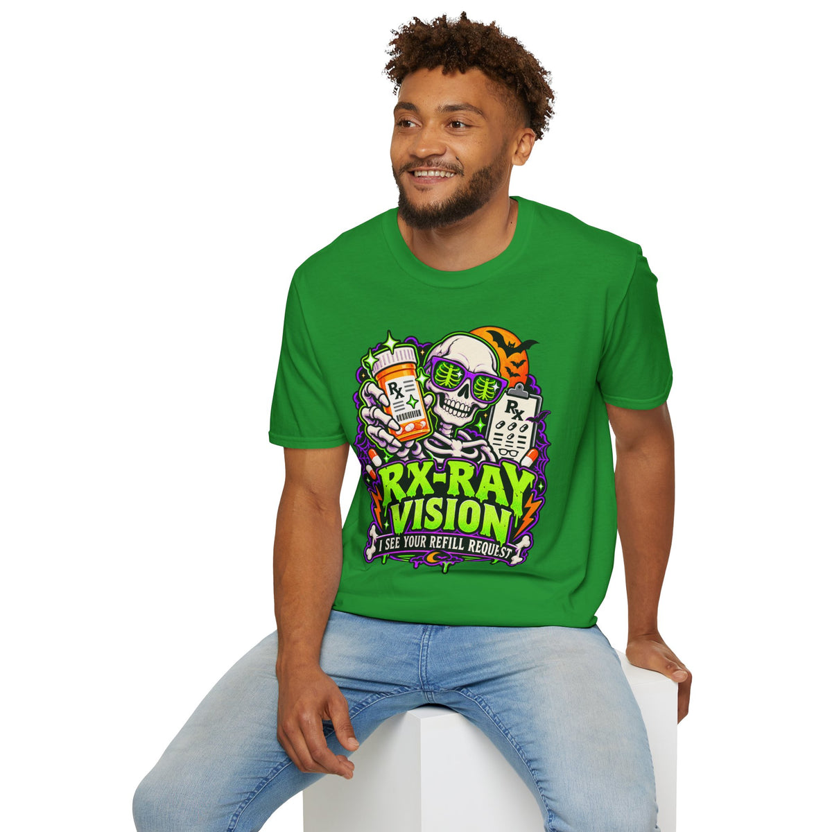 Rx-Ray Vision T-Shirt — Pharmacist Halloween Skull Prescription Tee