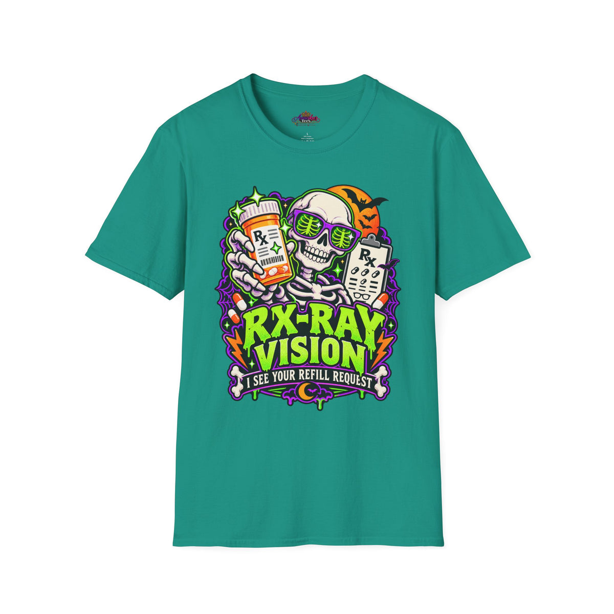 Rx-Ray Vision T-Shirt — Pharmacist Halloween Skull Prescription Tee