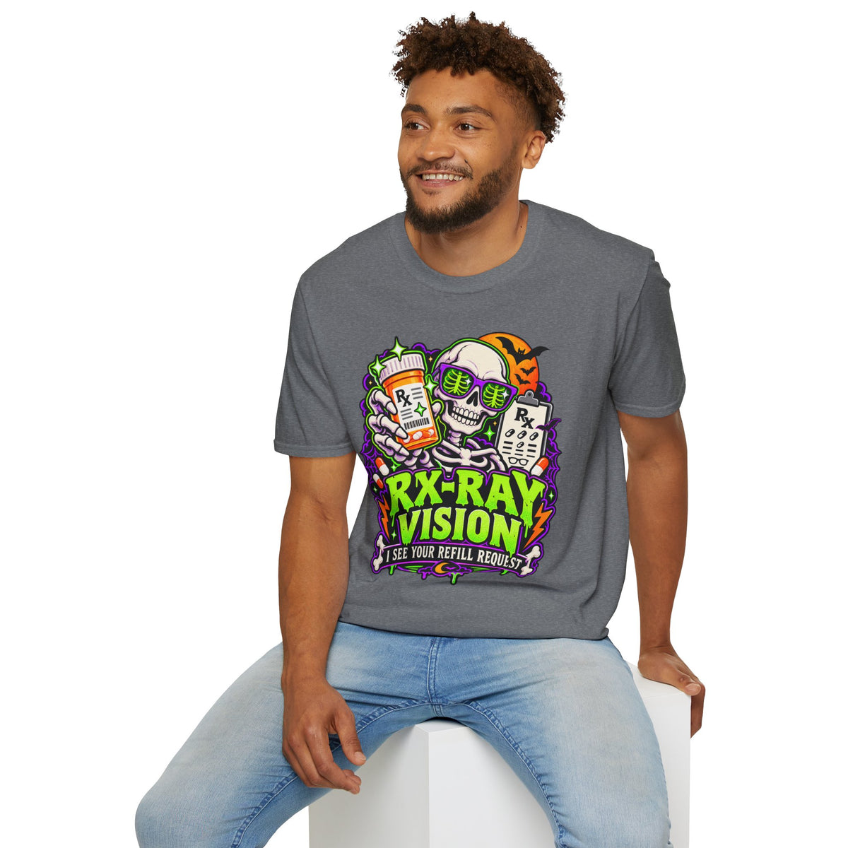 Rx-Ray Vision T-Shirt — Pharmacist Halloween Skull Prescription Tee