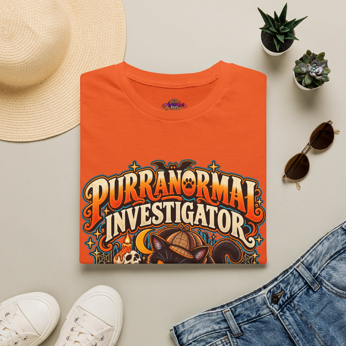 Purranormal Investigator T-Shirt — Funny Halloween Cat Tee (“I Knock Things Over for Evidence”)
