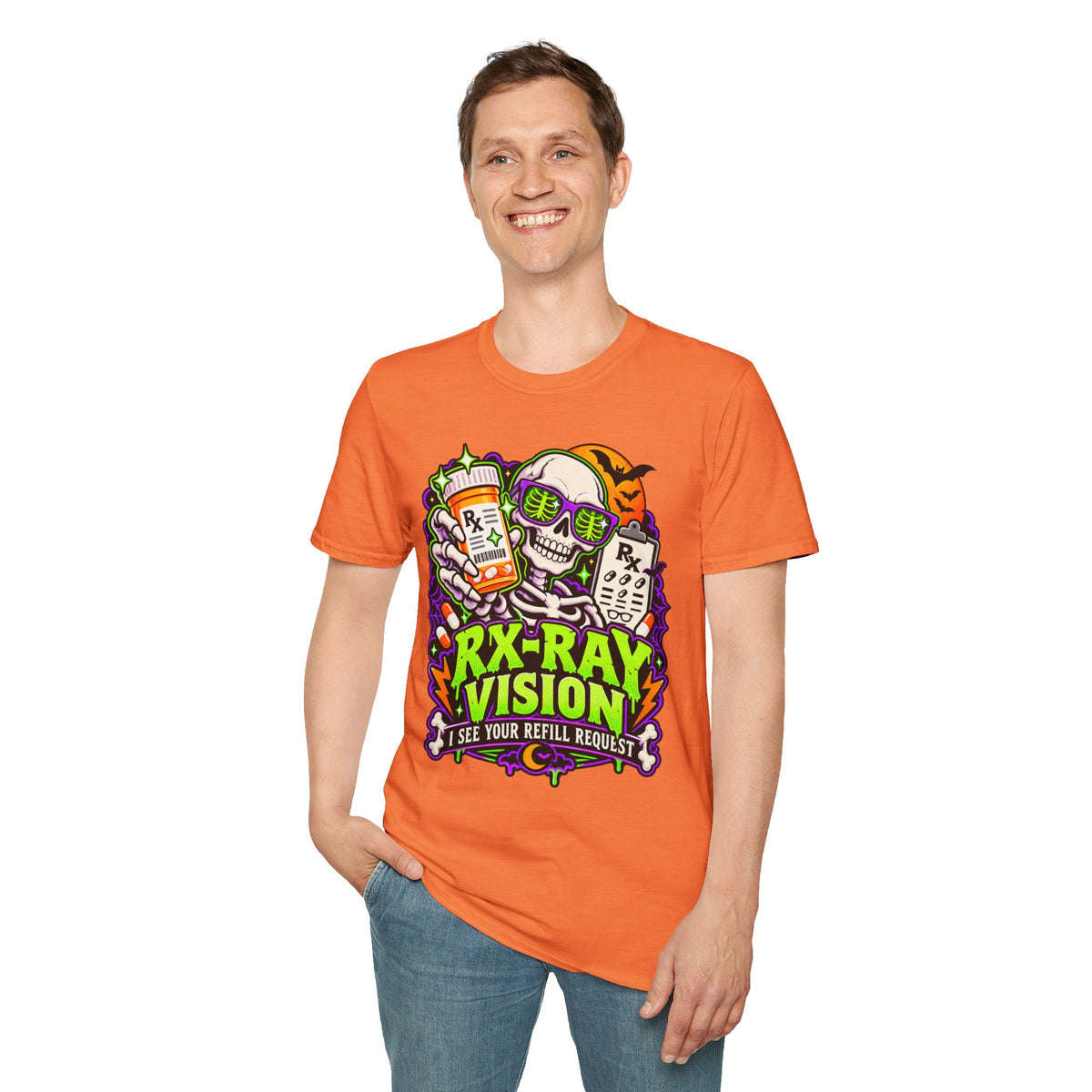 Rx-Ray Vision T-Shirt — Pharmacist Halloween Skull Prescription Tee