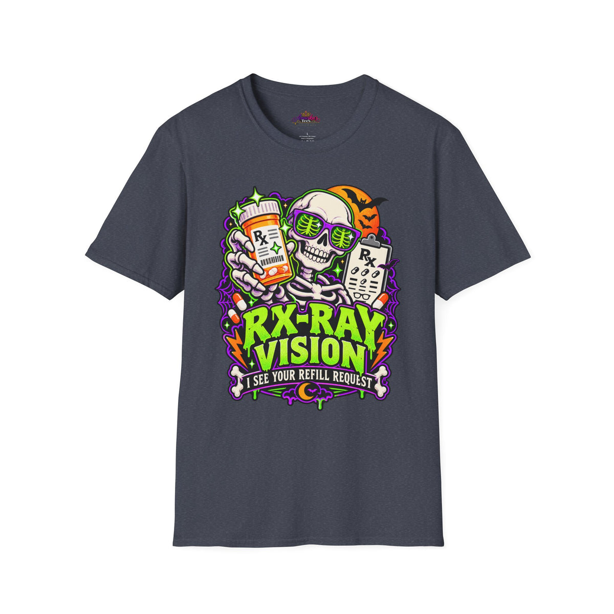 Rx-Ray Vision T-Shirt — Pharmacist Halloween Skull Prescription Tee