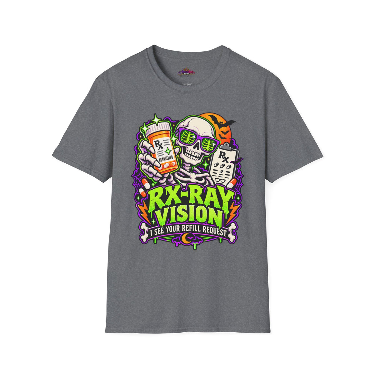 Rx-Ray Vision T-Shirt — Pharmacist Halloween Skull Prescription Tee