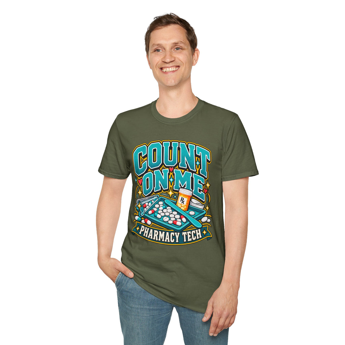 Count On Me Pharmacy Tech T‑Shirt — Funny Pharmacist Technician Shirt