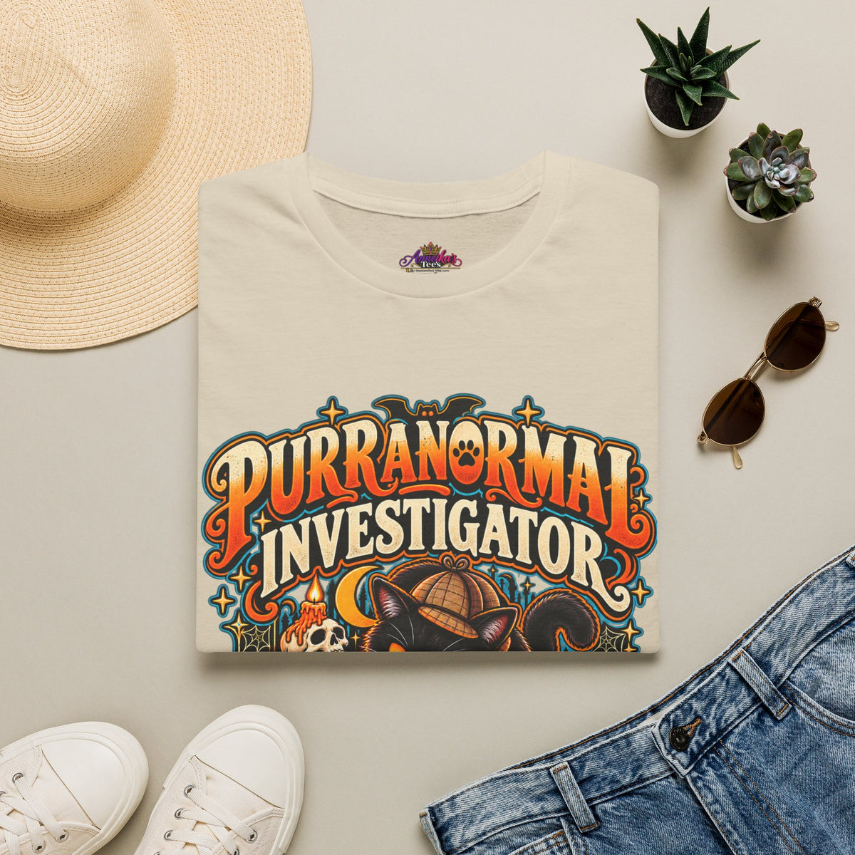 Purranormal Investigator T-Shirt — Funny Halloween Cat Tee (“I Knock Things Over for Evidence”)