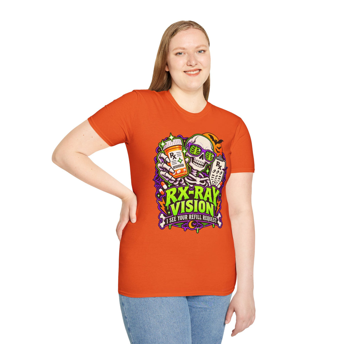 Rx-Ray Vision T-Shirt — Pharmacist Halloween Skull Prescription Tee